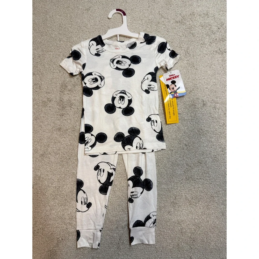 Disney Mickey Mouse Pajama Set Kids Size 3T Short Sleeve Pants - Picture 1 of 3
